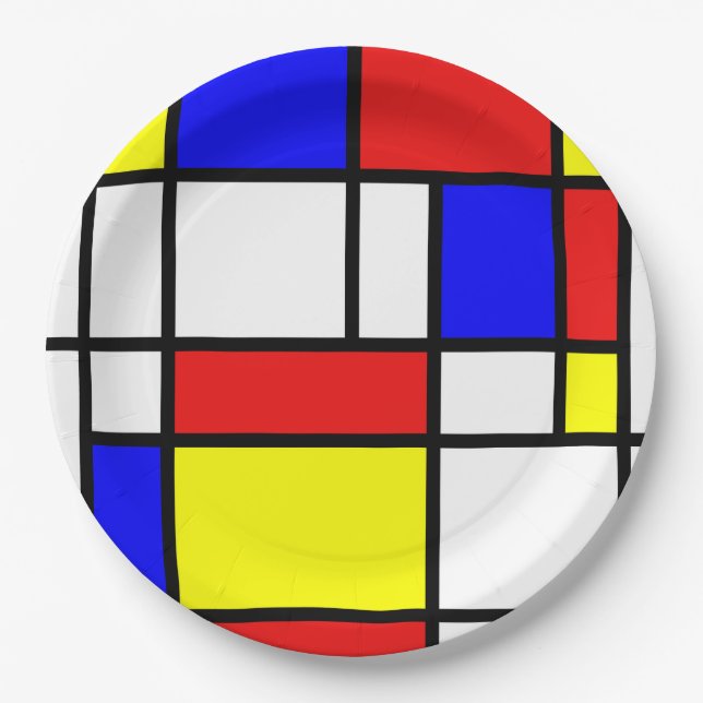Mondrian Inspired Paper Plate (Front)