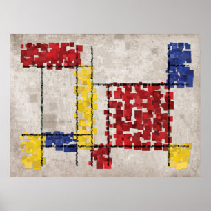 Mondrian Inspired Squares Poster