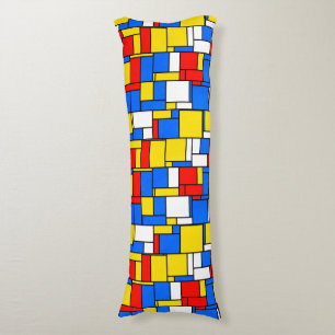 Mondrian Inspired Style Red Blue Yellow Pattern Body Cushion