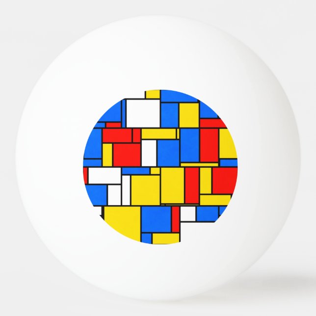 Mondrian Inspired Style Red Blue Yellow Pattern Ping Pong Ball (Front)