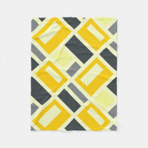 MONDRIAN INSPIRED - YELLOW & GREY FLEECE BLANKET
