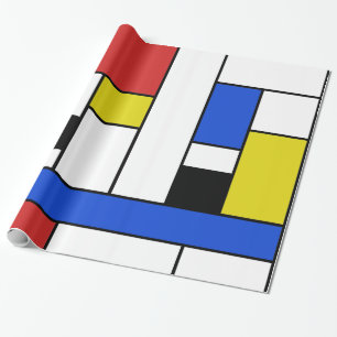Mondrian Lines Glossy Wrapping Paper, 30" x 6' Wrapping Paper