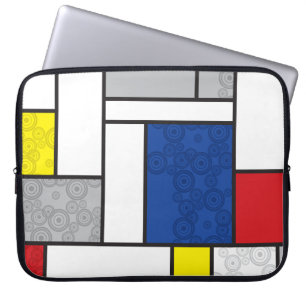 Mondrian Minimalist De Stijl Art Retro Circles Laptop Sleeve