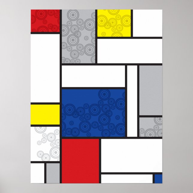 Mondrian Minimalist De Stijl Art Retro Circles Poster (Front)