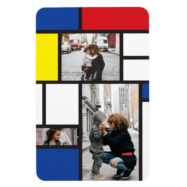 Mondrian Minimalist De Stijl Geo Modern Art Photo Magnet (Vertical)