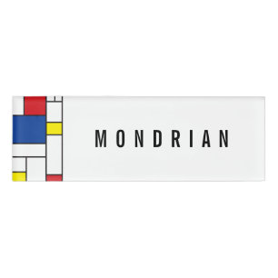Mondrian Minimalist De Stijl Modern Art Custom Name Tag