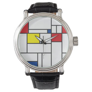Mondrian Minimalist De Stijl Modern Art Custom Watch
