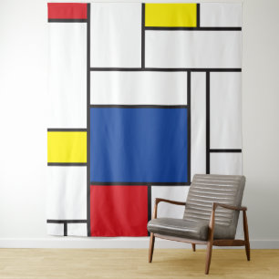 Mondrian Minimalist De Stijl Modern Art Design Tapestry