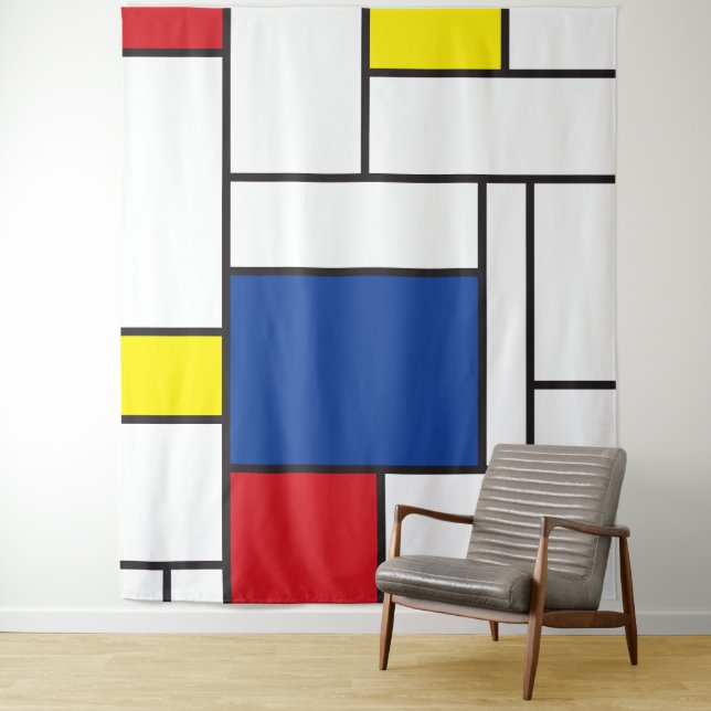 Mondrian Minimalist De Stijl Modern Art Design Tapestry (In Situ)
