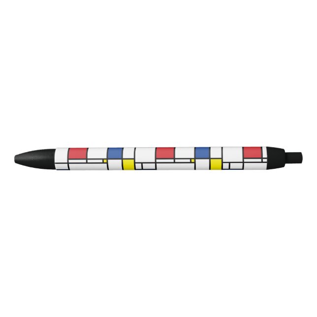 Mondrian Minimalist Geometric De Stijl Modern Art Black Ink Pen (Front)