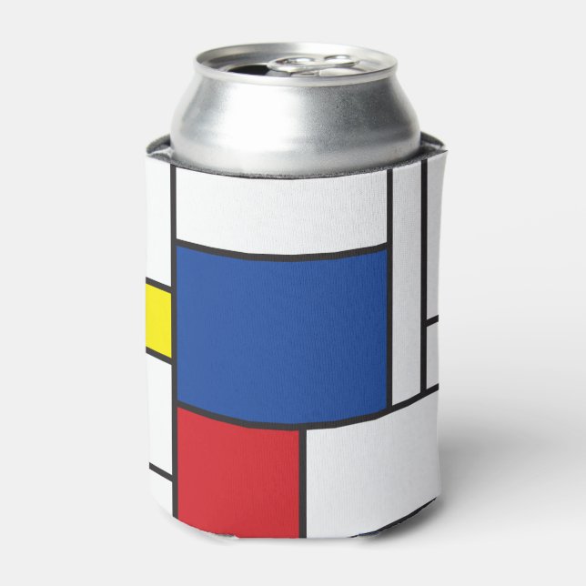 Mondrian Minimalist Geometric De Stijl Modern Art Can Cooler (Can Front)