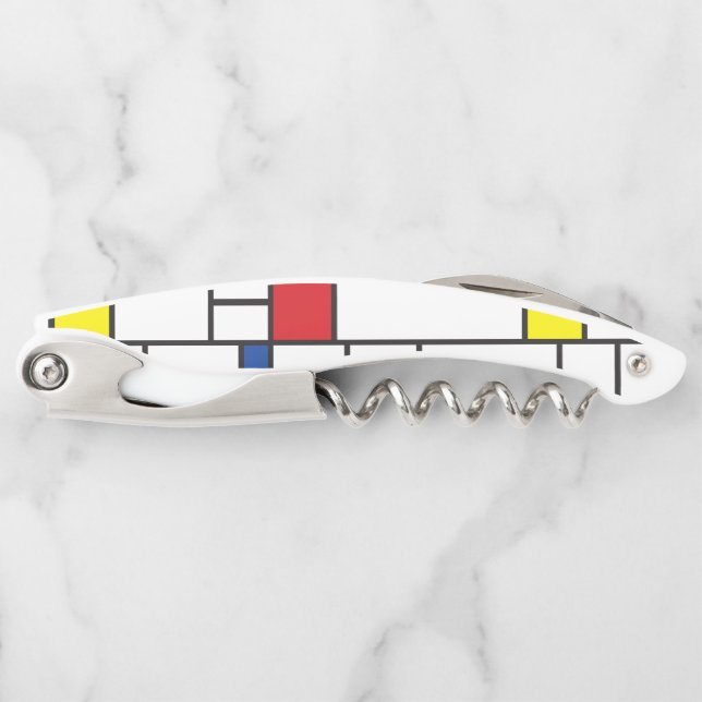 Mondrian Minimalist Geometric De Stijl Modern Art Corkscrew (Front)