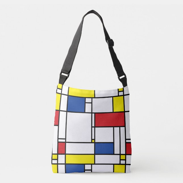 Mondrian Minimalist Geometric De Stijl Modern Art Crossbody Bag (Front)