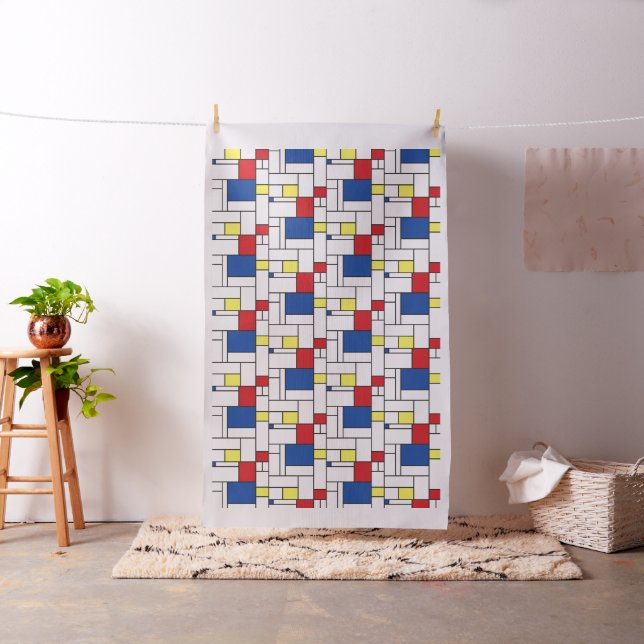 Mondrian Minimalist Geometric De Stijl Modern Art Fabric (In Situ)