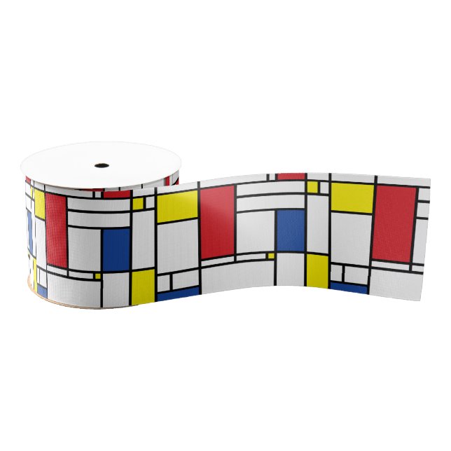 Mondrian Minimalist Geometric De Stijl Modern Art Grosgrain Ribbon (Spool)
