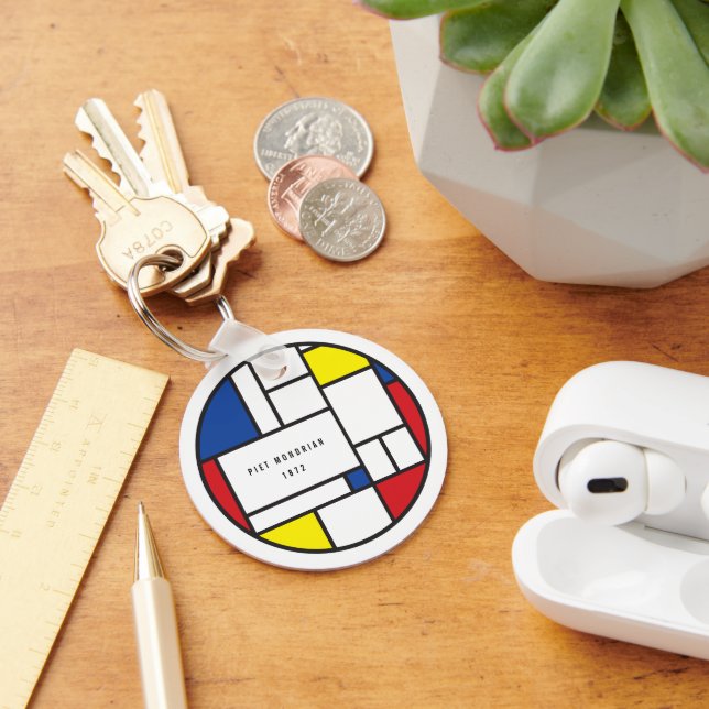 Mondrian Minimalist Geometric De Stijl Modern Art Key Ring (Desk)