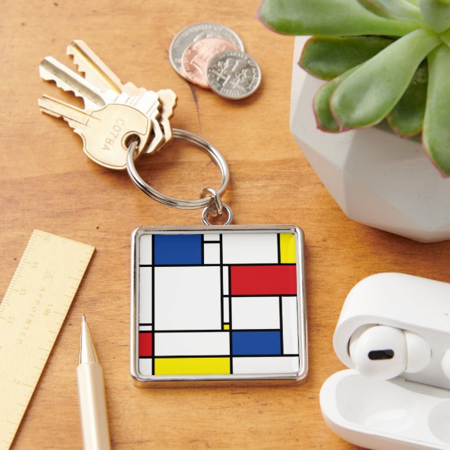 Mondrian Minimalist Geometric De Stijl Modern Art Key Ring (Desk)