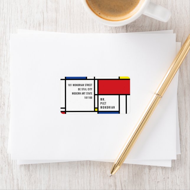 Mondrian Minimalist Geometric De Stijl Modern Art Label (Insitu)