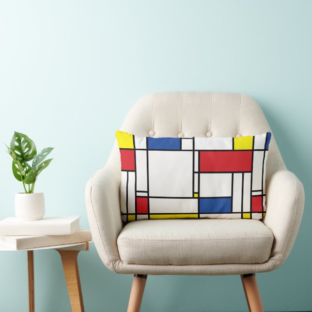 Mondrian Minimalist Geometric De Stijl Modern Art Lumbar Cushion (Chair)