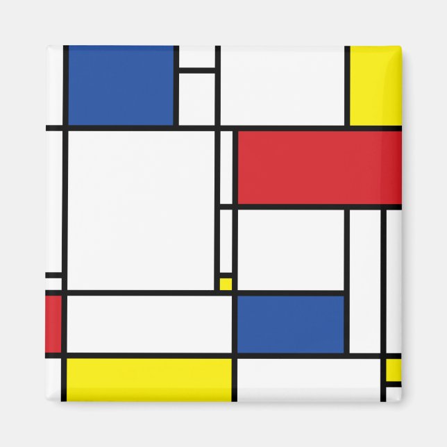 Mondrian Minimalist Geometric De Stijl Modern Art Magnet (Front)
