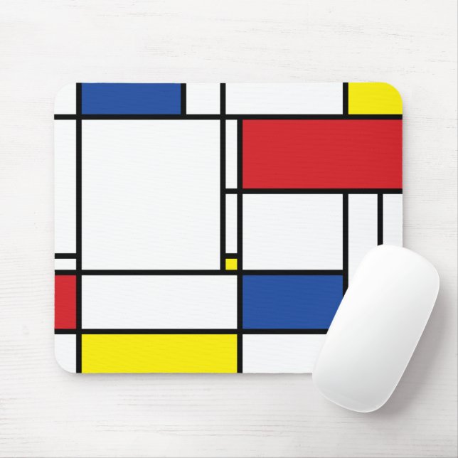 Mondrian Minimalist Geometric De Stijl Modern Art Mouse Pad (With Mouse)