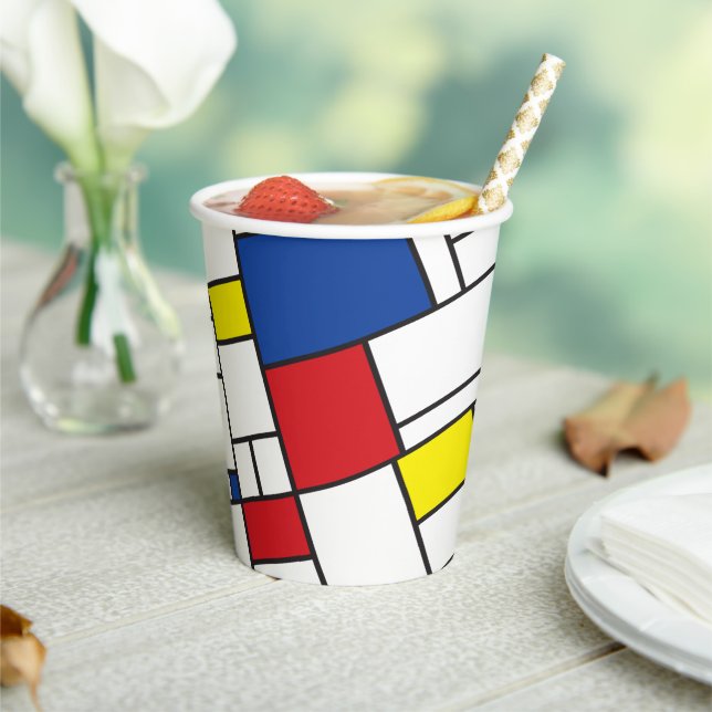 Mondrian Minimalist Geometric De Stijl Modern Art Paper Cups (Insitu)