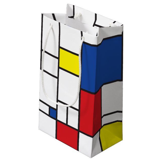 Mondrian Minimalist Geometric De Stijl Modern Art Small Gift Bag (Back Angled)