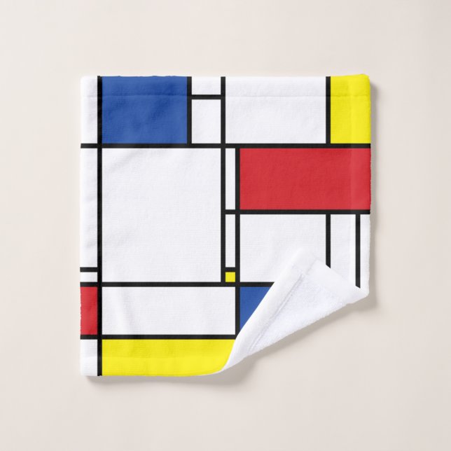Mondrian Minimalist Geometric De Stijl Modern Art Wash Cloth (Wash Cloth)