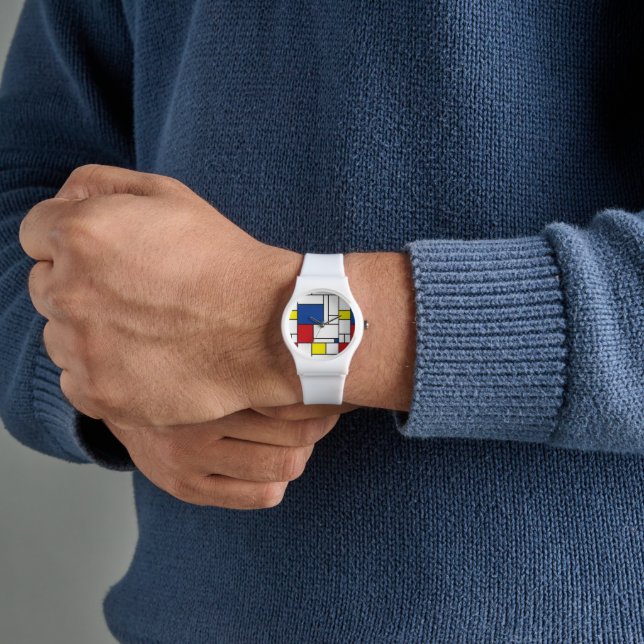 Mondrian Minimalist Geometric De Stijl Modern Art Watch (Hand)