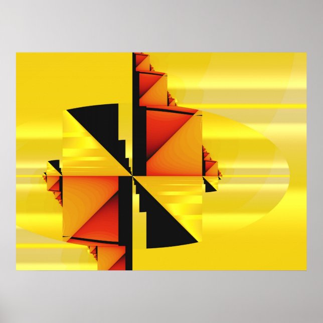 Mondrian Modern Abstract Fractal Art Poster (Front)