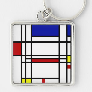 Mondrian Modern Art Key Ring