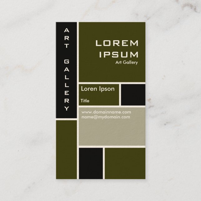 Mondrian - Murky Green (Cream Card) Business Card (Front)