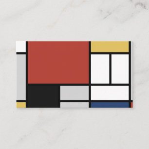 Mondrian Painting Red Plane Yellow Black Gray Blue Business Card