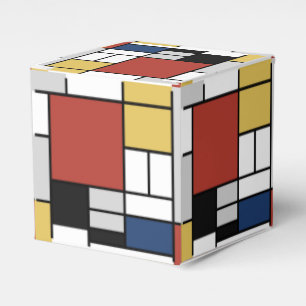 Mondrian Painting Red Plane Yellow Black Gray Blue Favour Box