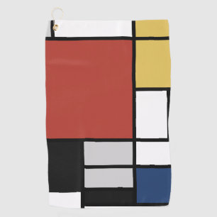 Mondrian Painting Red Plane Yellow Black Gray Blue Golf Towel
