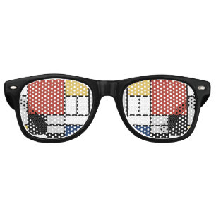 Mondrian Painting Red Plane Yellow Black Gray Blue Retro Sunglasses