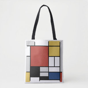 Mondrian Painting Red Plane Yellow Black Gray Blue Tote Bag