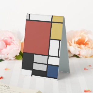 Mondrian Painting Red Plane Yellow Black Grey Blue