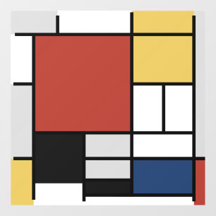 Mondrian Painting Red Plane Yellow Black Grey Blue