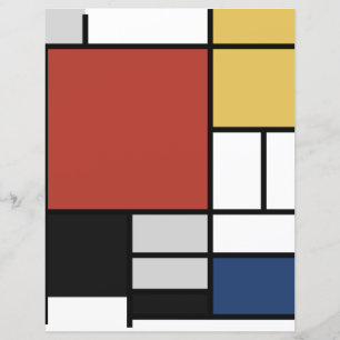 Mondrian Painting Red Plane Yellow Black Grey Blue