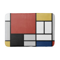 Mondrian Painting Red Plane Yellow Black Grey Blue