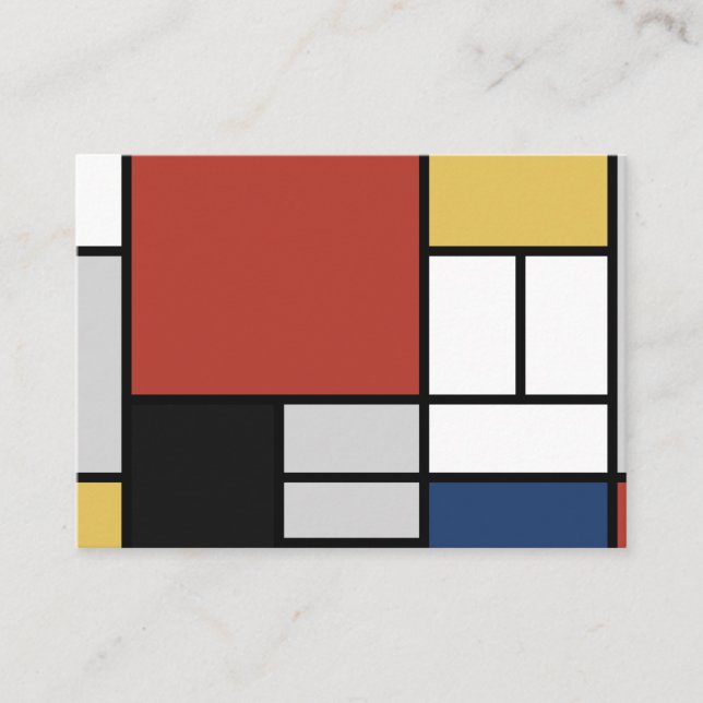 Mondrian Painting Red Plane Yellow Black Grey Blue Business Card (Front)
