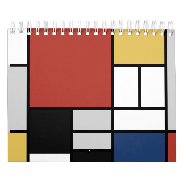 Mondrian Painting Red Plane Yellow Black Grey Blue Calendar (Cover)