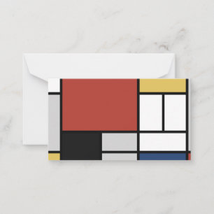 Mondrian Painting Red Plane Yellow Black Grey Blue Card