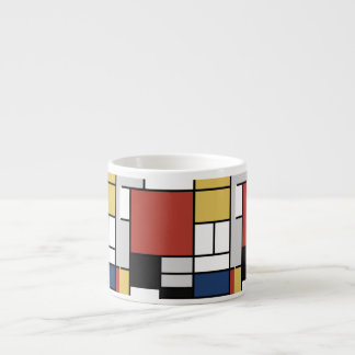 Mondrian Painting Red Plane Yellow Black Grey Blue Espresso Cup