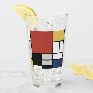 Mondrian Painting Red Plane Yellow Black Grey Blue Glass