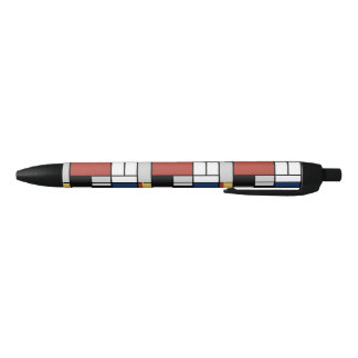 Mondrian Painting Red Plane Yellow Black Grey Blue Ink Pen