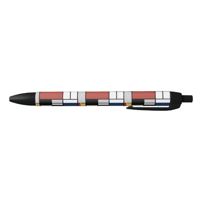 Mondrian Painting Red Plane Yellow Black Grey Blue Ink Pen (Bottom)