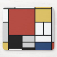 Mondrian Painting Red Plane Yellow Black Grey Blue