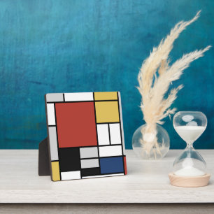 Mondrian Painting Red Plane Yellow Black Grey Blue Plaque